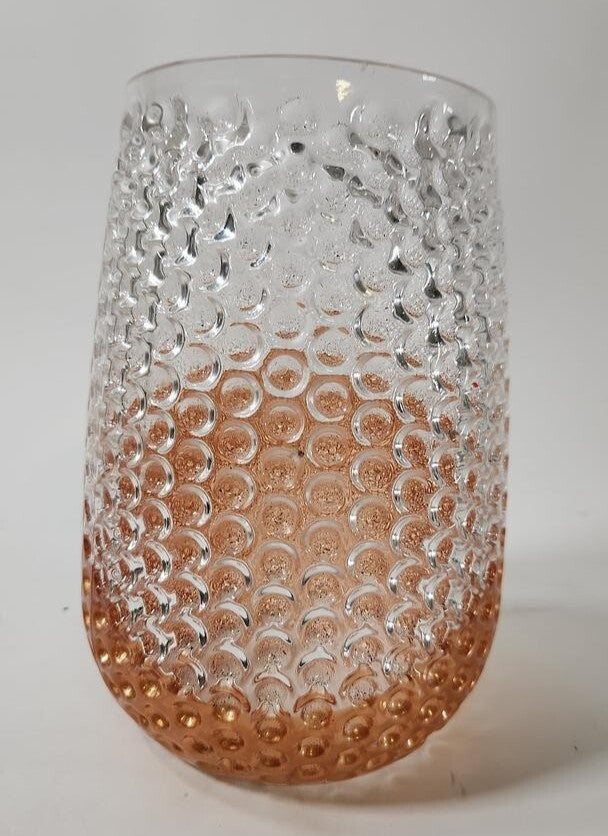 Decorative Cylinder Shaped Modern 7.5" Vase W/ Bronze & Clear Bubble Impressions