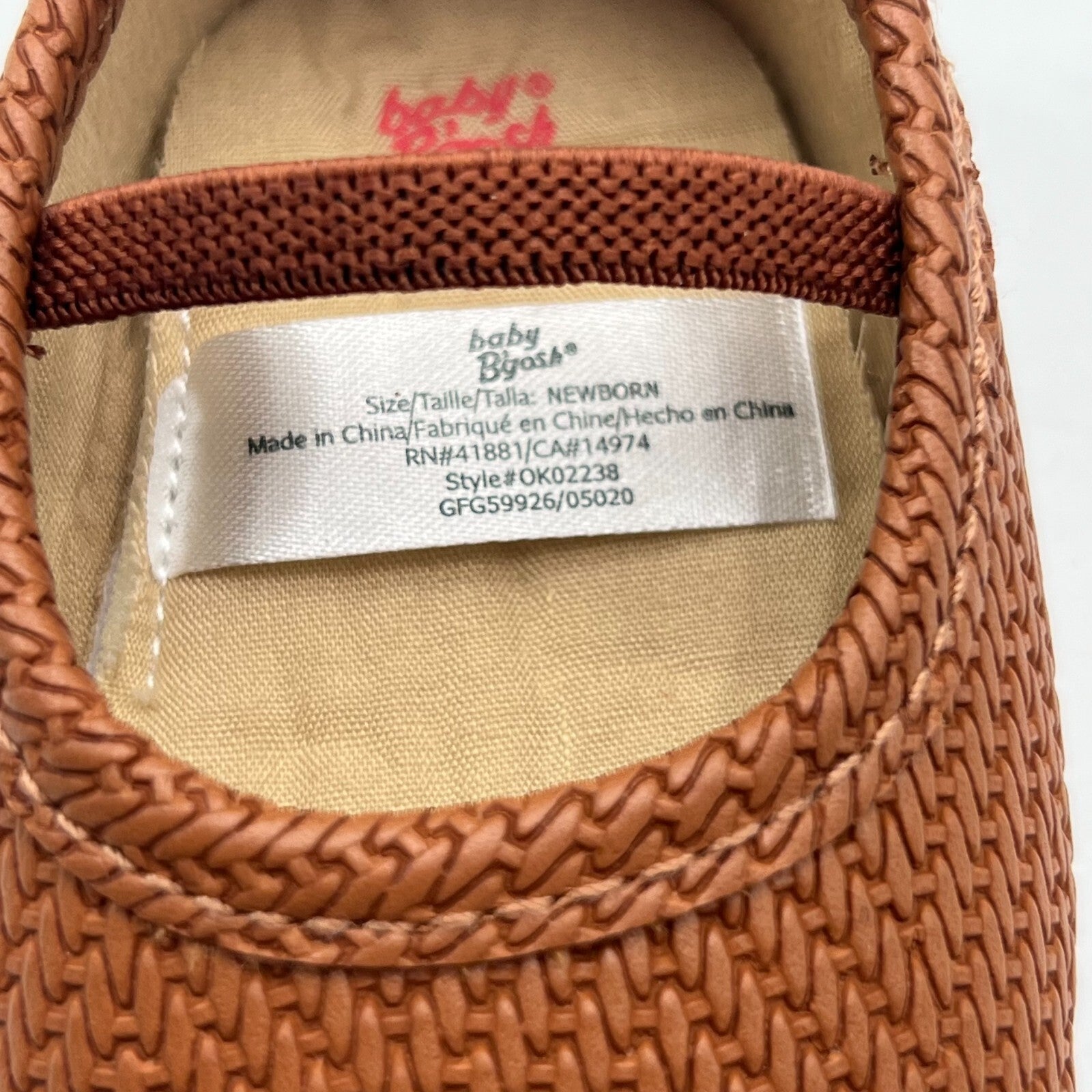 Baby B'gosh Woven Pattern Slip On Mary Jane Shoes Tan Comfy Size New Born