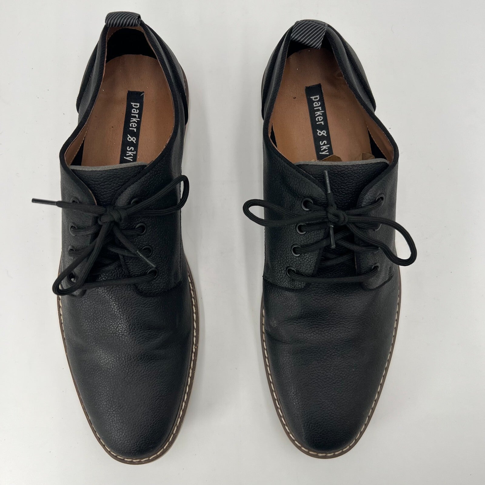 Parker & Sky Mens Black Leather Shoes Lace Up Oxford Shoes Size 12 NEW
