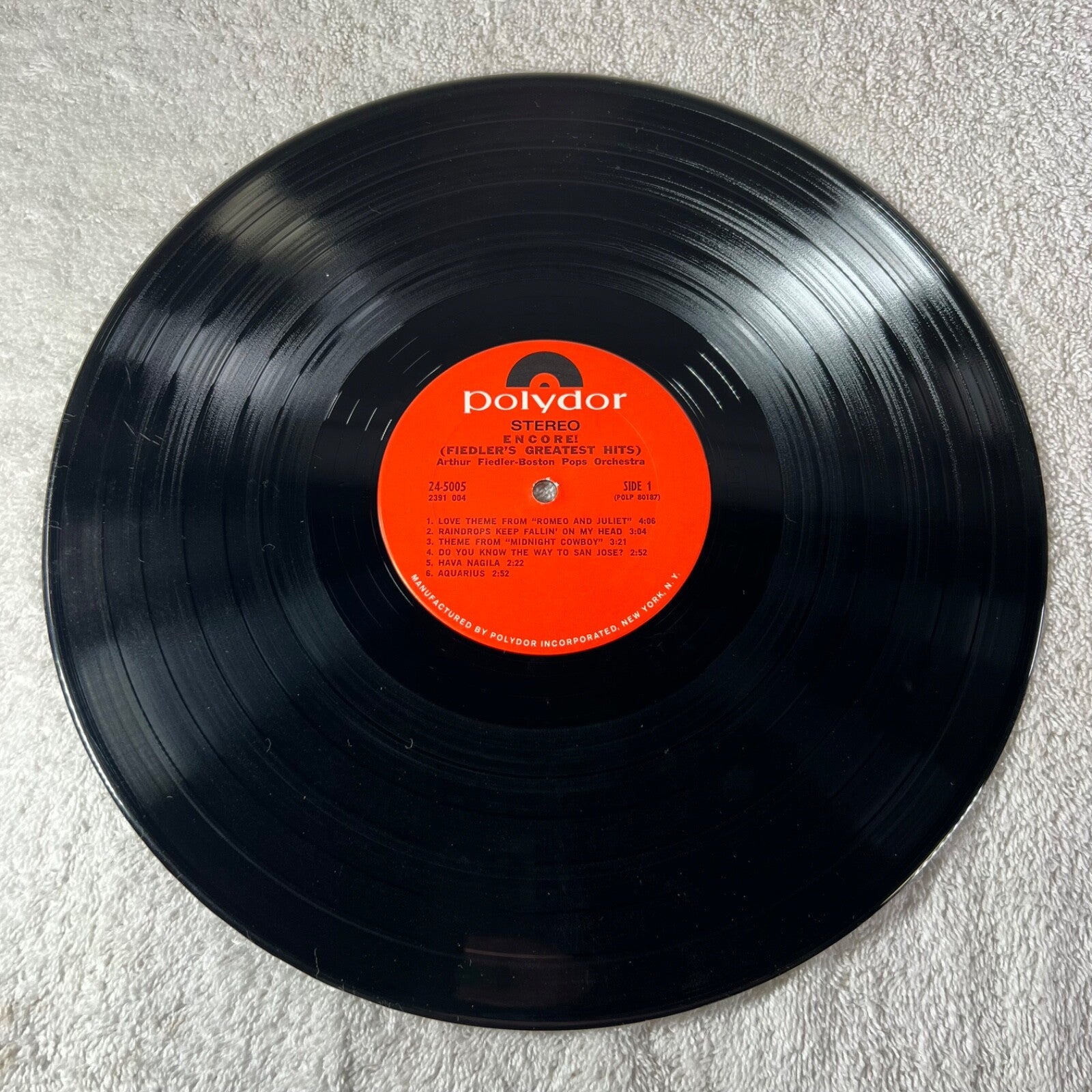 Encore - Fiedler's Greatest Hits Vinyl LP US 1971 Polydor – 24-5005 POP ROMANTIC