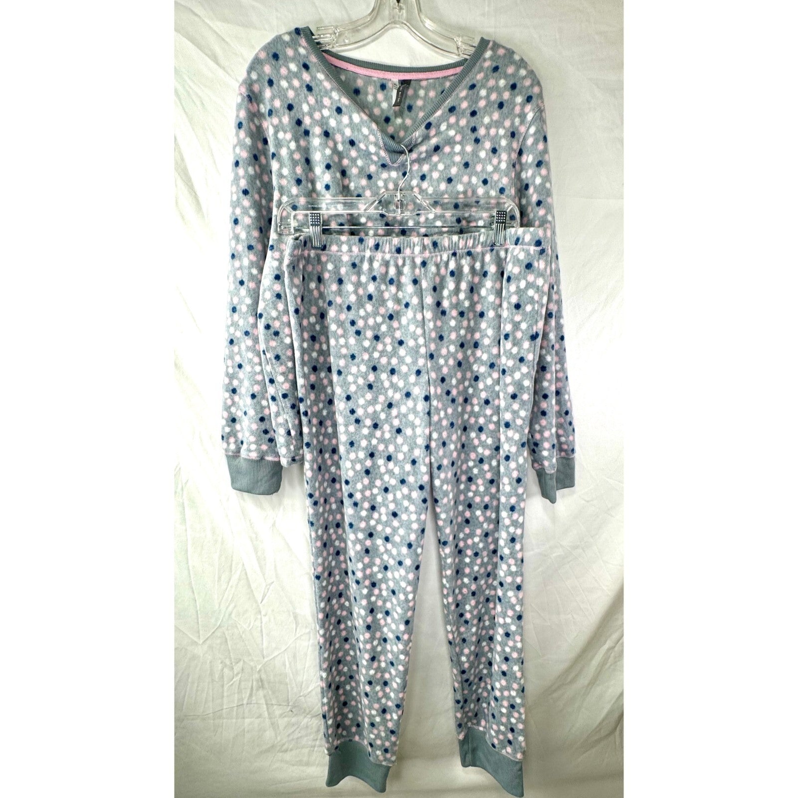 Jaclyn Intimates Womens Multicolor Polka Dot Pajama Set Gray Size XL NWT