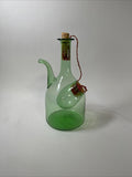 Vintage Large Hand Blown Green Glass Italian Wine Decanter with Ice Chamber