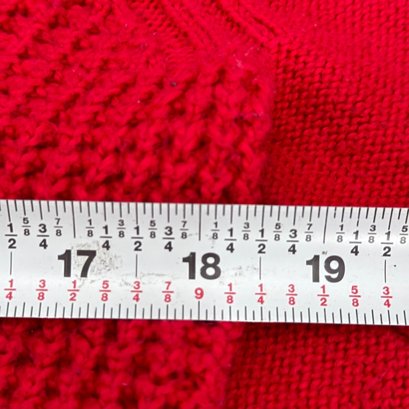 DKNY Sweater Red Pullover V-neck Ribbed Edges Cord Knitted Women’s Size Large US