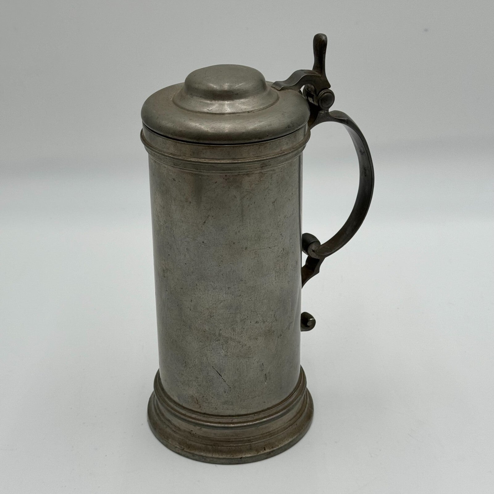 Rare Antique 1800s Reed & Barton Pewter Stein Glass Bottom Flip Lid Handle 75oz