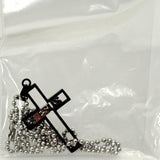 2 Jesus Cut Out Cross Black & Silver Pendant Diamond Gem 22" Chain Christian NEW
