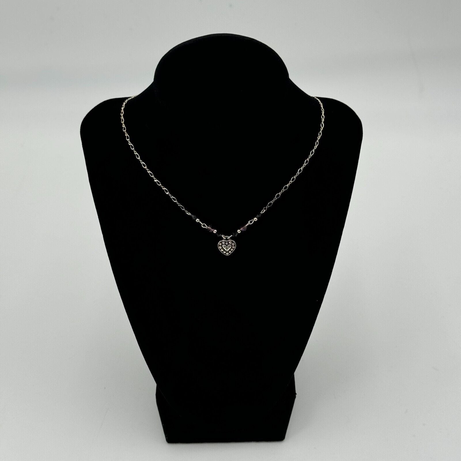 Bob Siemon Designs 18 in Chain Silver Necklace With Studded Heart Cross Pendant