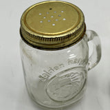 Vintage Golden Harvest Mason Jar Salt & Pepper Shakers With Metal Lids