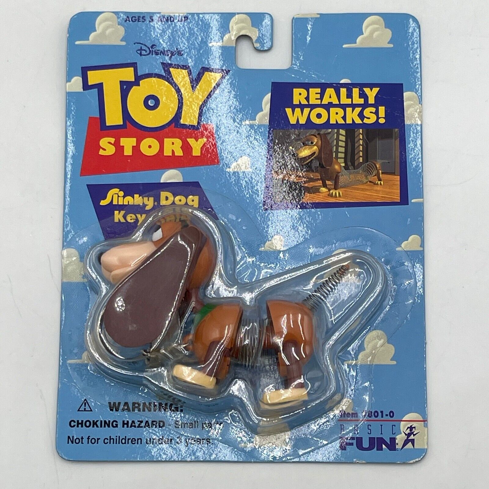 New 1996 Basic Fun Disney Toy Story Slinky Dog KeyChain Really Works NIB