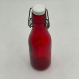 Colorful Red Glass Bottle with Flip-Top Metal Clasp 10"