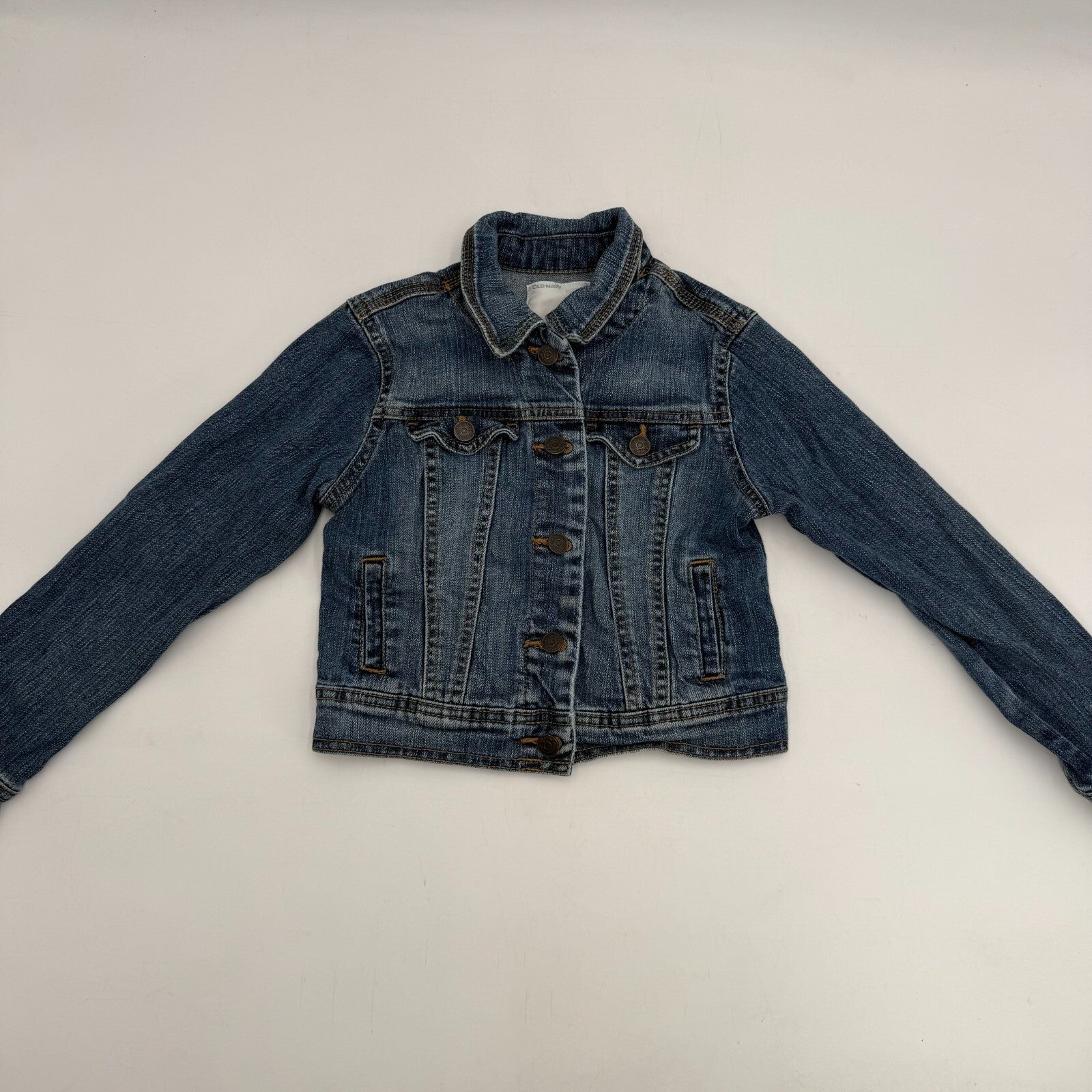 Old Navy Unisex Kids Denim Jacket Blue Collared Button Long Sleeve Size Small