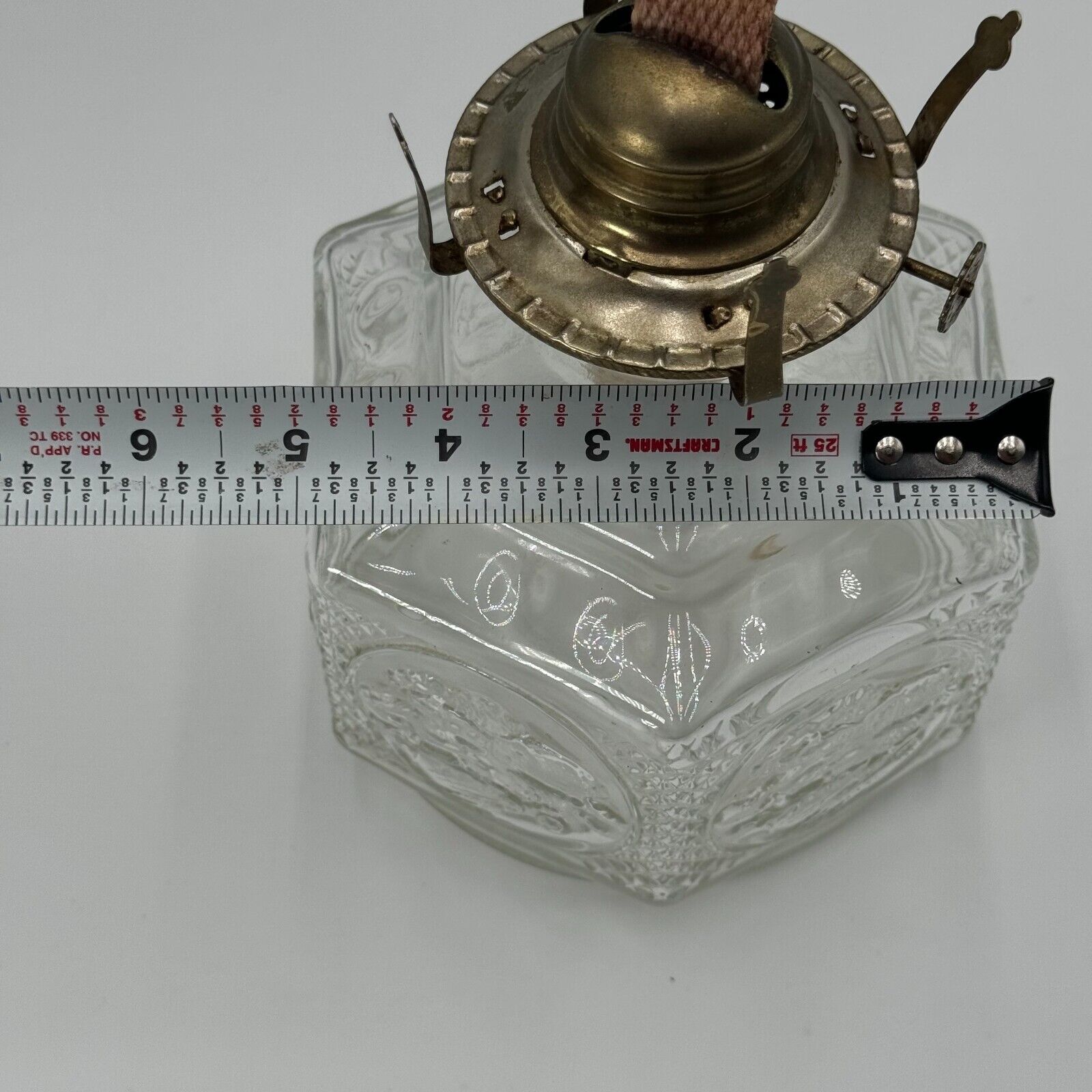 Vintage Lamplight Farms Horse & Buggy Oil Lamp Hexagon Pressed Glass