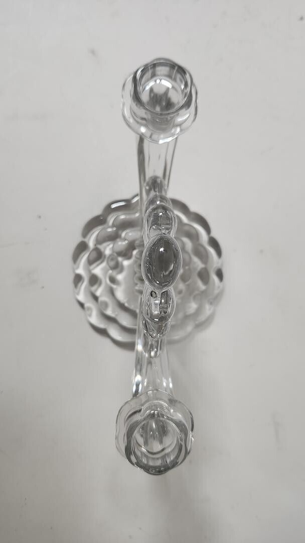 Vintage Heisey Clear Glass Crystolite Pattern Double Light Candle Holder