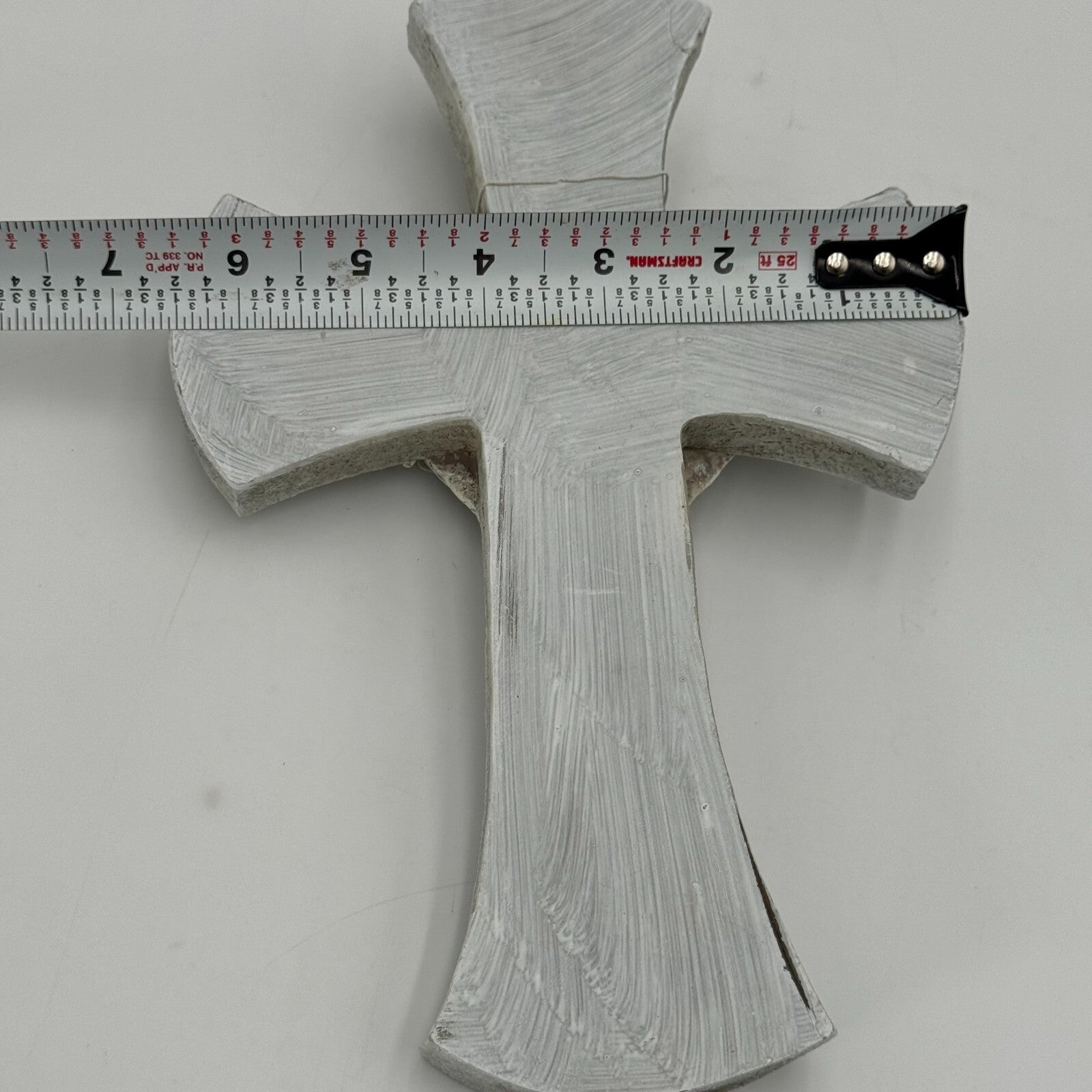 Angelic 10in Cross Gray Black Prayer Carved Angel 3in Metal Stakes Art Decor