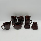 10pc Set Marcrest Daisy Dot Brown Ceramic Creamer Salt Pepper Shaker Coffee Mug
