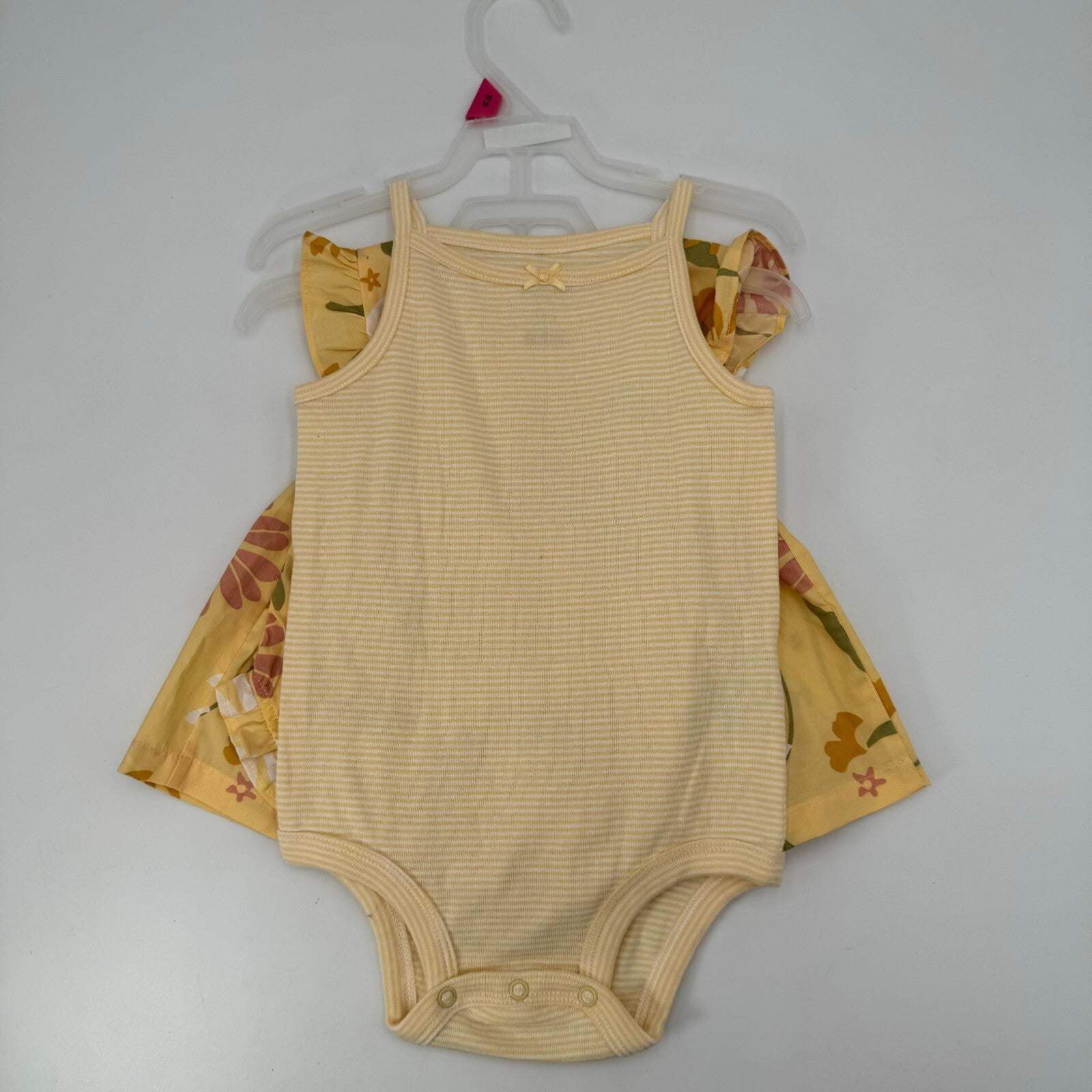 Set of 2 Carters 3 Piece Outfits Pink Yellow Floral Bodysuit Shorts Size 18M NWT