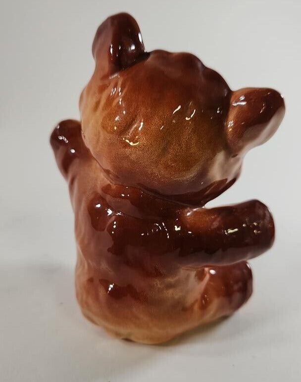 Intricate Ceramic "J" Painted Necklace High Gloss Silly Brown Bear Figurine