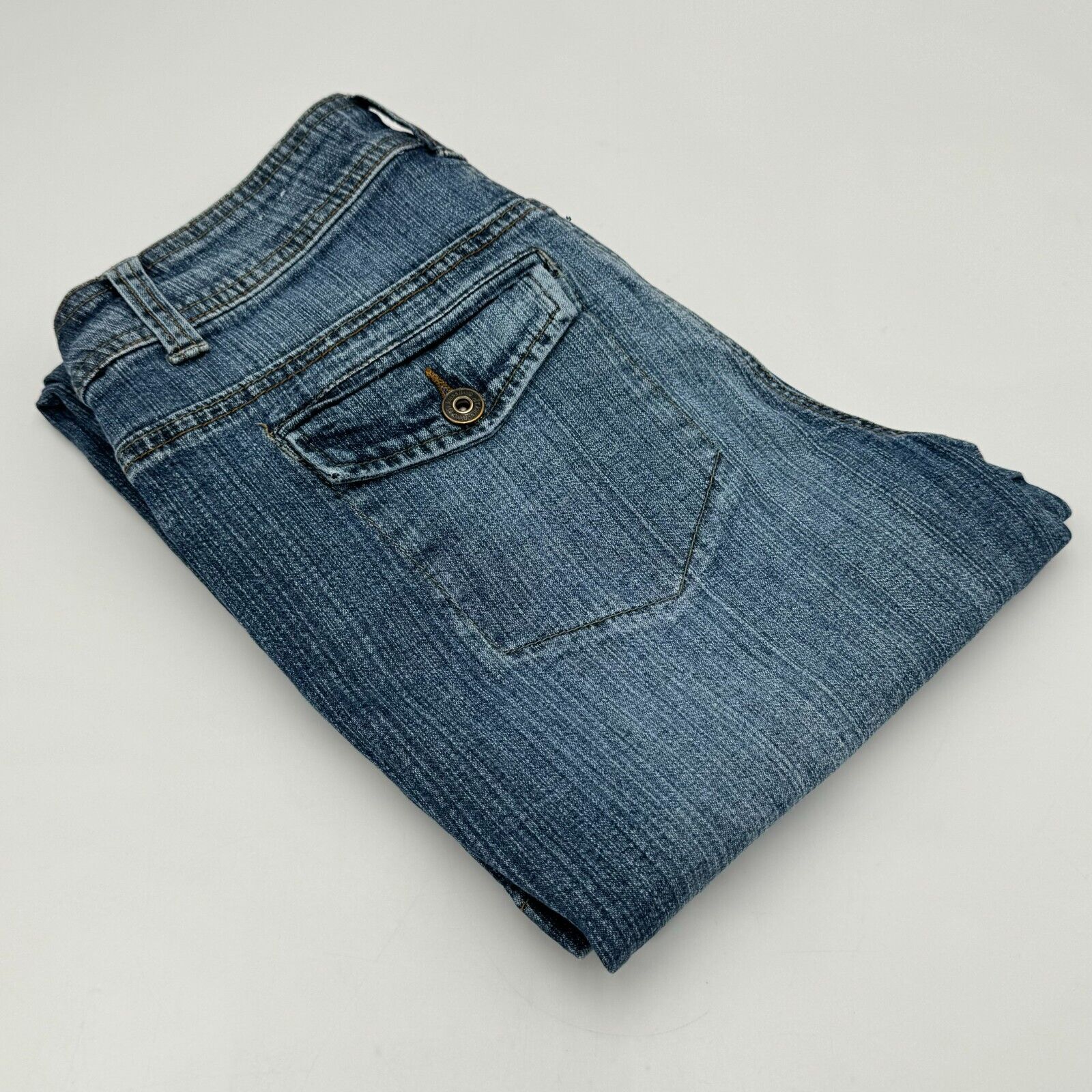 St Johns Bay Womens Preppy Boot Cut Stretch Jeans Light Wash Blue Size 6
