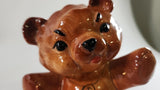Intricate Ceramic "J" Painted Necklace High Gloss Silly Brown Bear Figurine
