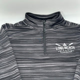 Basix Of America Mens Quater Zip Pullover Striped Jacket Gray Active Size XL