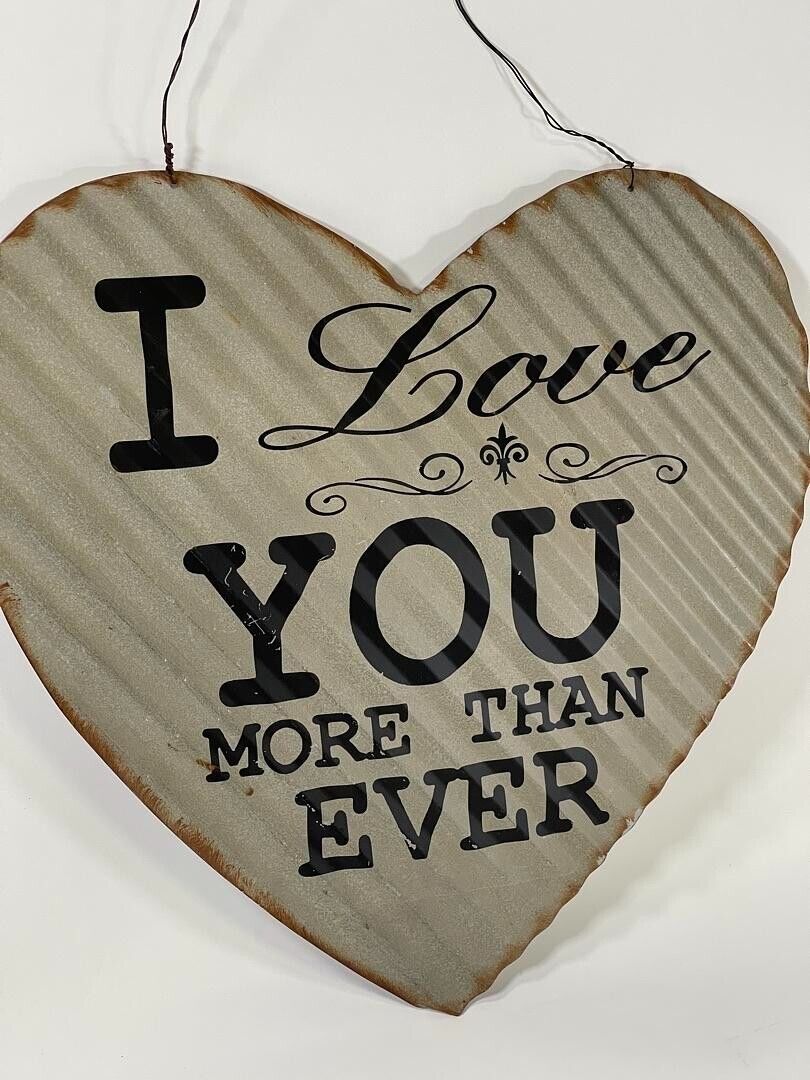 Inspiring Metal Wall Decor "I Love You More Than Ever" Heart Sign
