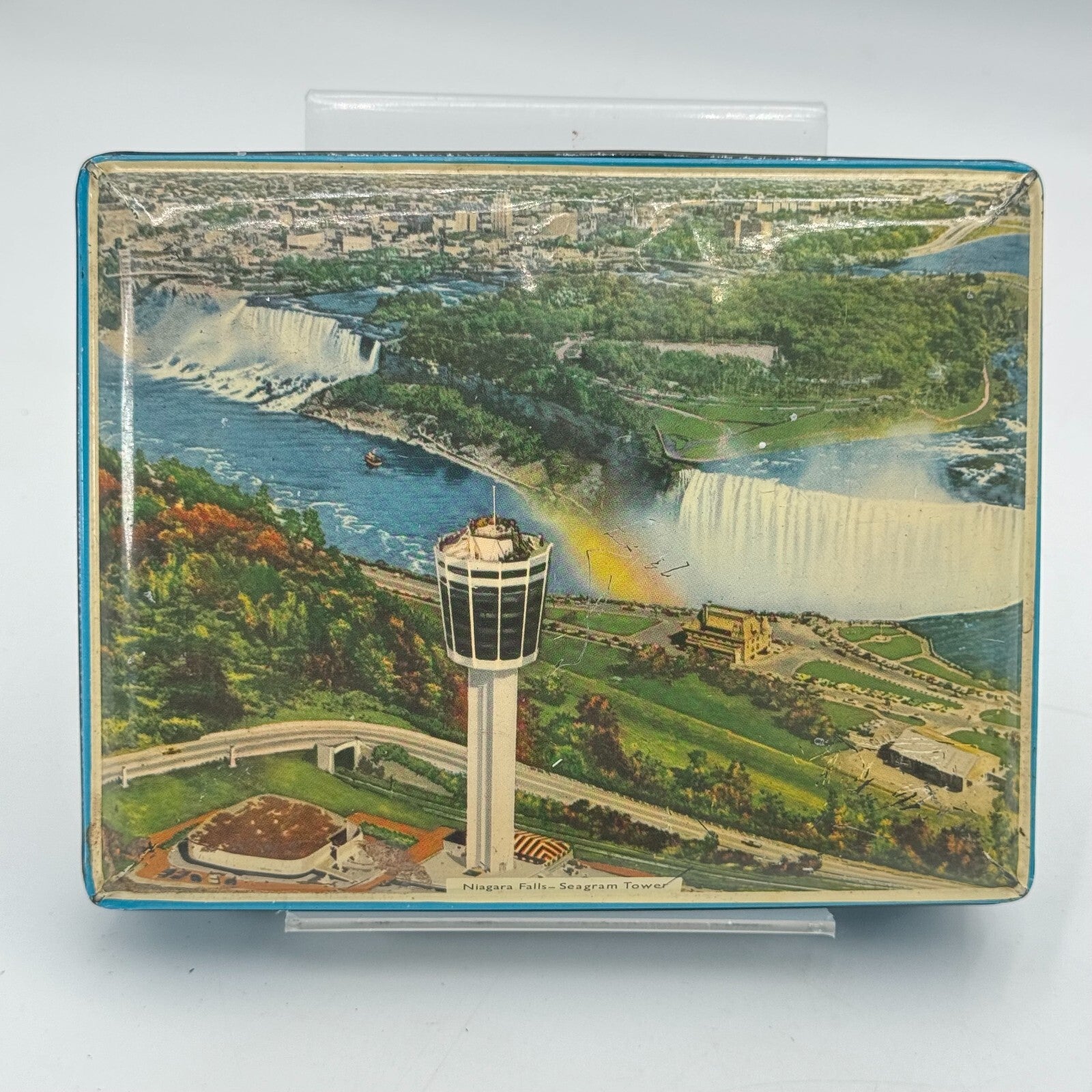 Lot of 4 Collectible Tins Niagra Falls Vermont Maple Syrup Good Housekeeping USA