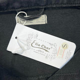 Elia Cher Womens Button Straight Hem Collared Jean Jacket Black Y2K Retro Size S