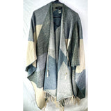 Marc New York Shawl Plaid Fringe Soft Tassel Tie Front Wrap Poncho One Size
