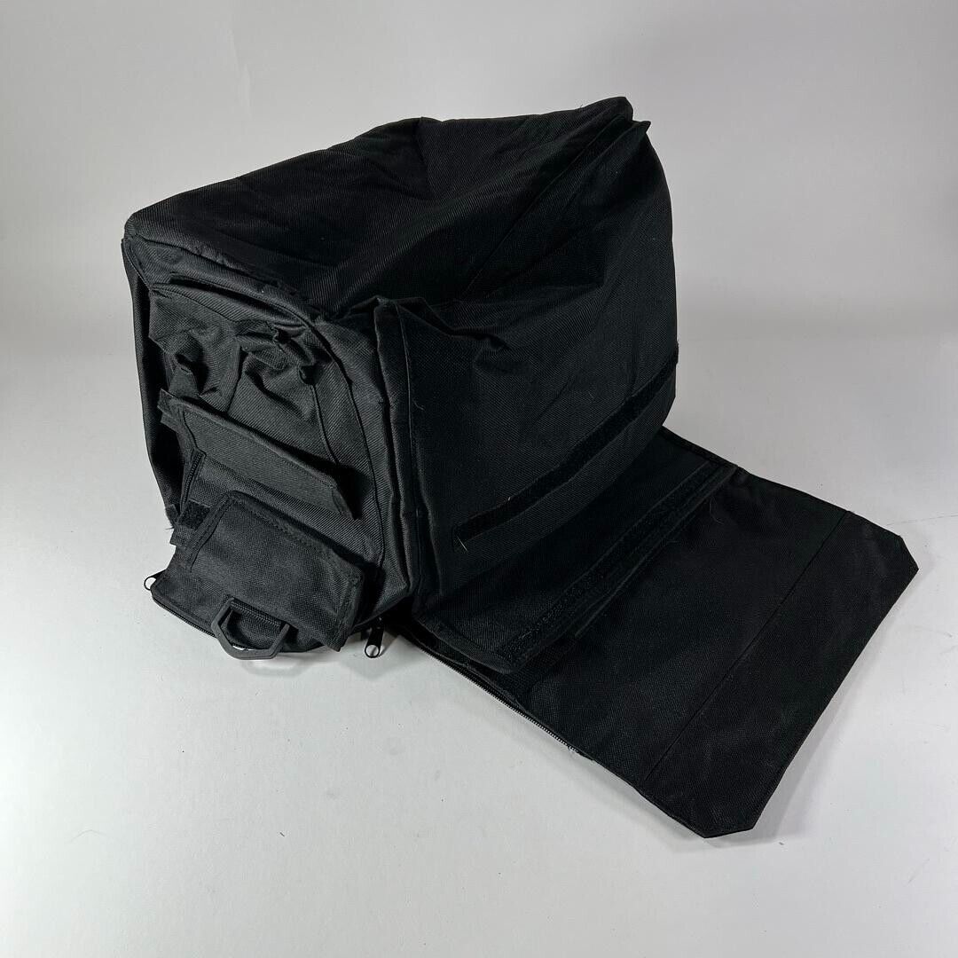 2 Zippered Hook & Loop Carrying Cases Foldable Storage Bags Pockets Black