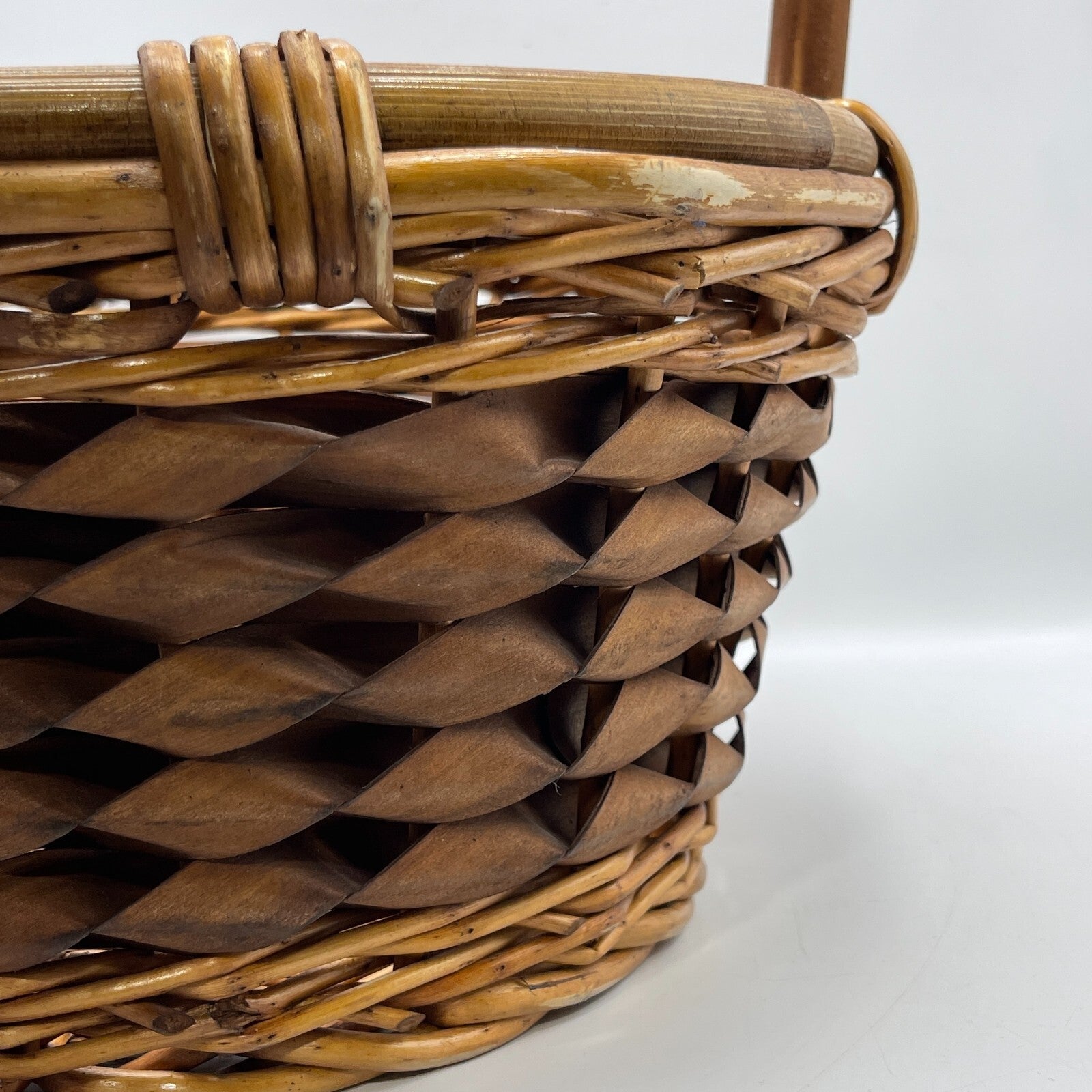 Lot of 2 Vintage Handwoven Multifunctional Wood Baskets