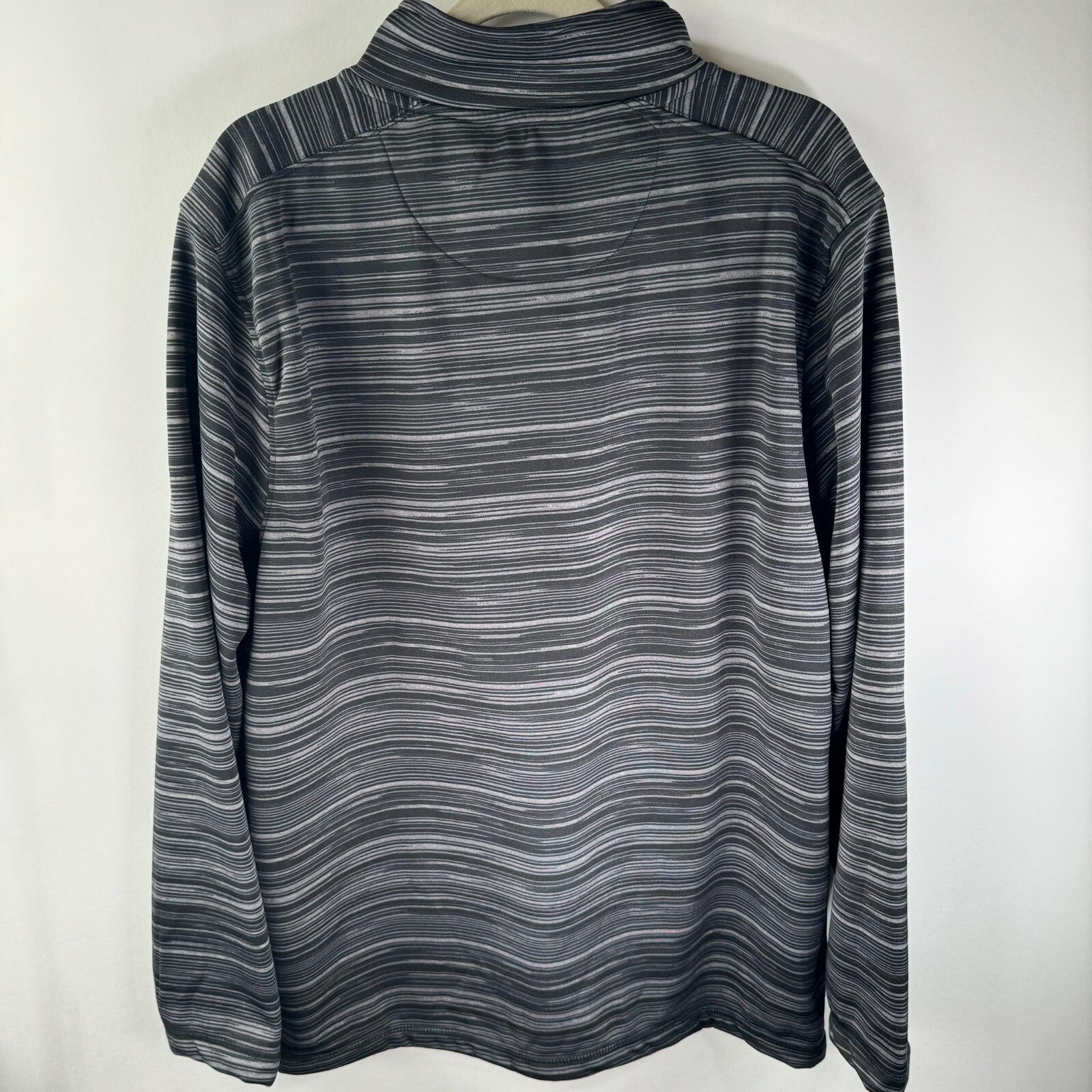 Basix Of America Mens Quater Zip Pullover Striped Jacket Gray Active Size XL