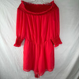 Belle & Sky Off the Shoulder Romper Red Dress Womens Size M Medium New With Tags