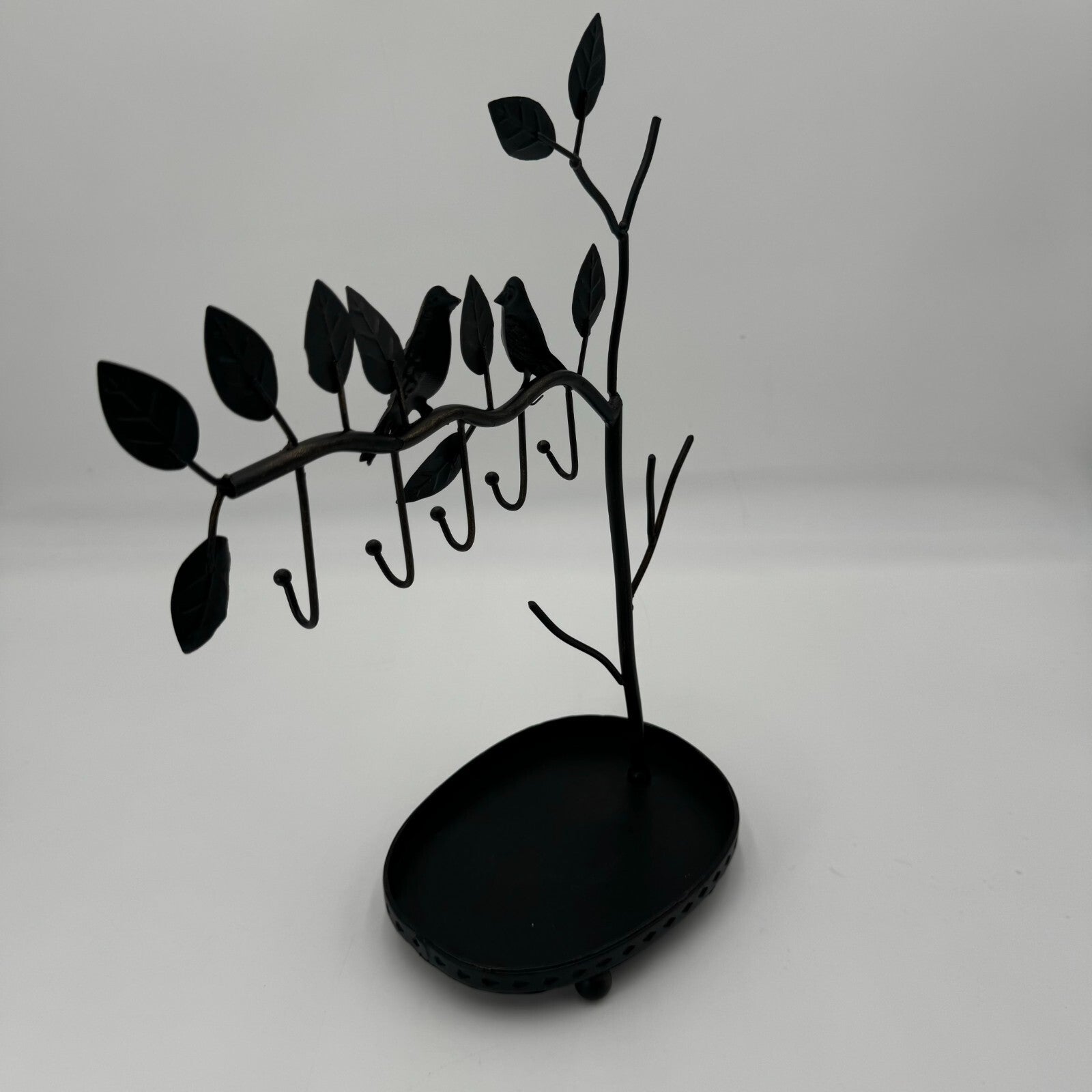 Jewely Tree Display Stand Key Hooks Entryway Bathroom Bedroom Metal Birds Leaves