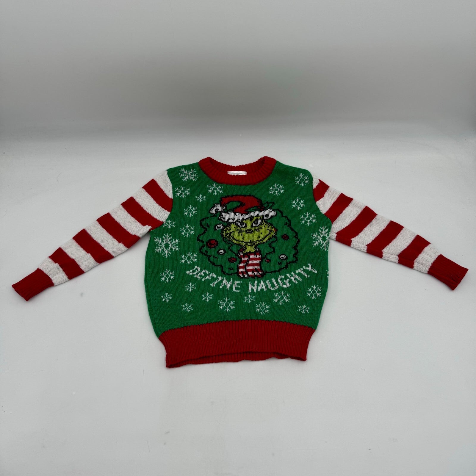 Kids Holiday Ugly Sweater Grinch Cristmas Define Naughty Green Red Snow Size 2T