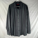 Alfani Gray Mens Classic Long Sleeve Button Up Shirt Green Stripes Size XL