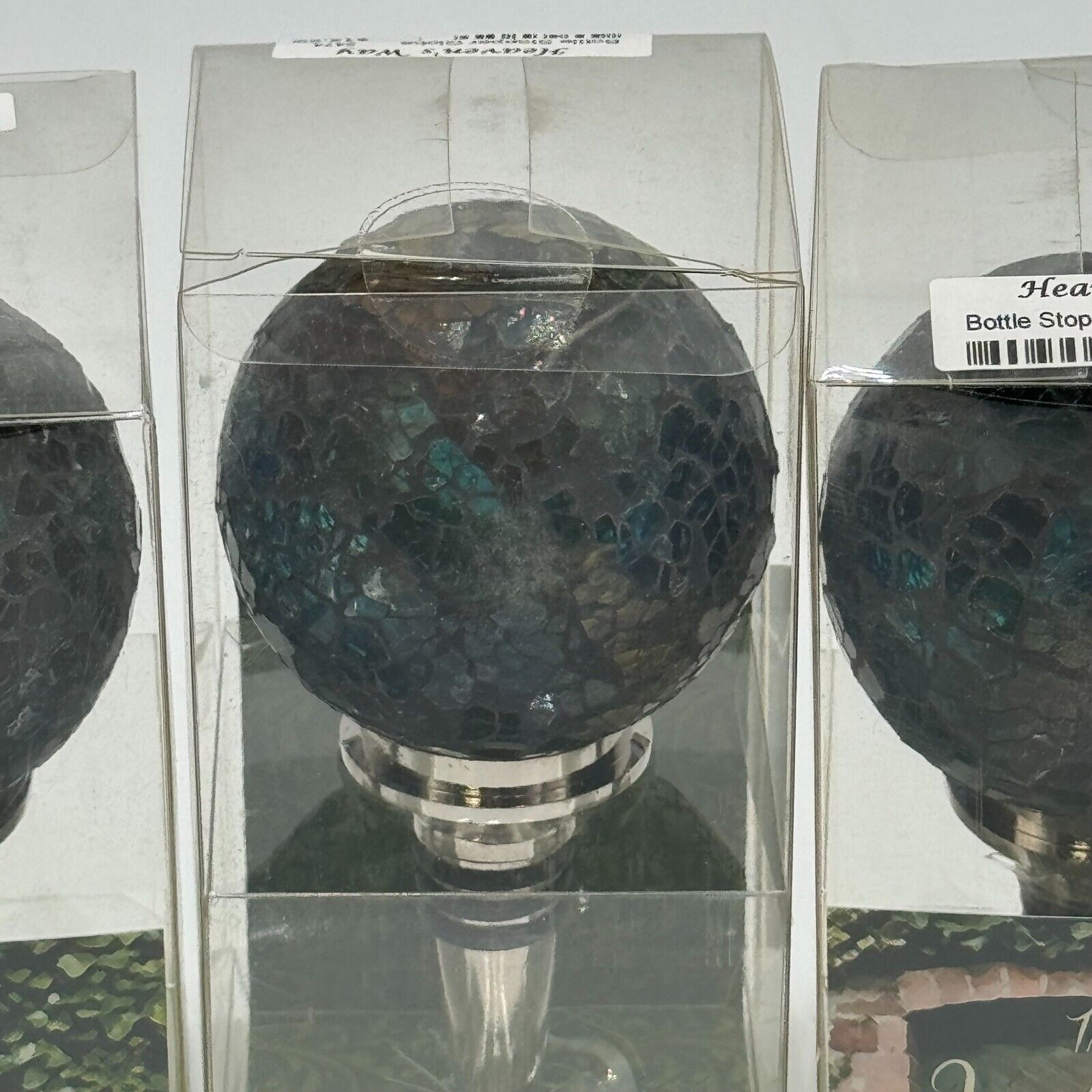 Heavens Way 3 Pack Stained Glass Globe Shaped Wine Bottle Stopper Washable NEW
