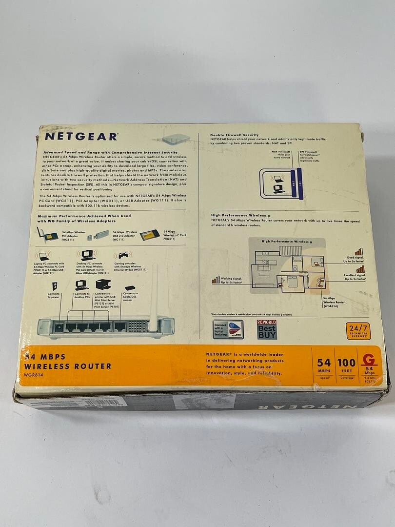 NETGEAR 108 Mbps Wireless Firewall Router WGT624 - In Box