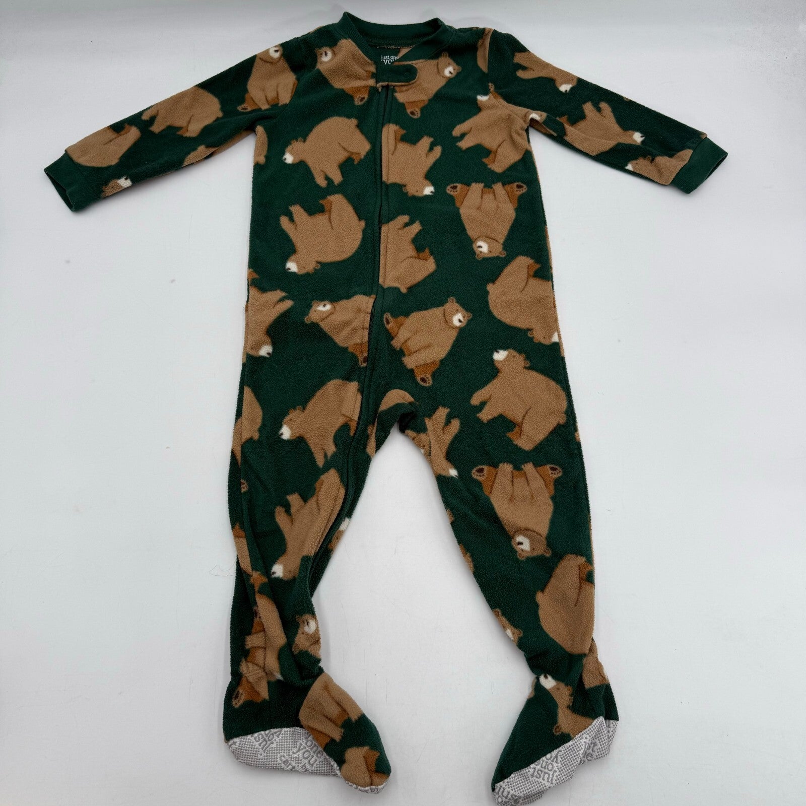 Lot of 3 Size 4T Toddler Pajamas Green Bear Footie Zip Blue Jumper Disney Woody