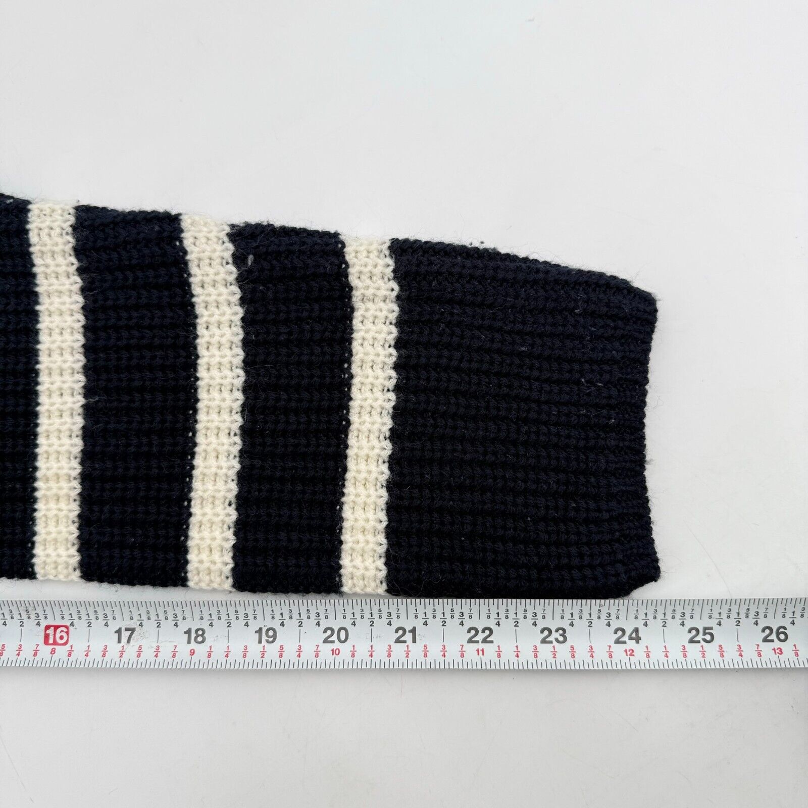 Brave Soul London Womens Vneck Knit Pullover Striped Sweater Navy Blue Size M