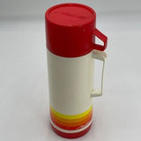 Vtg Aladdin Thermos 223 Red Sunburst Orange Yellow Beige Pint 1980's Made USA