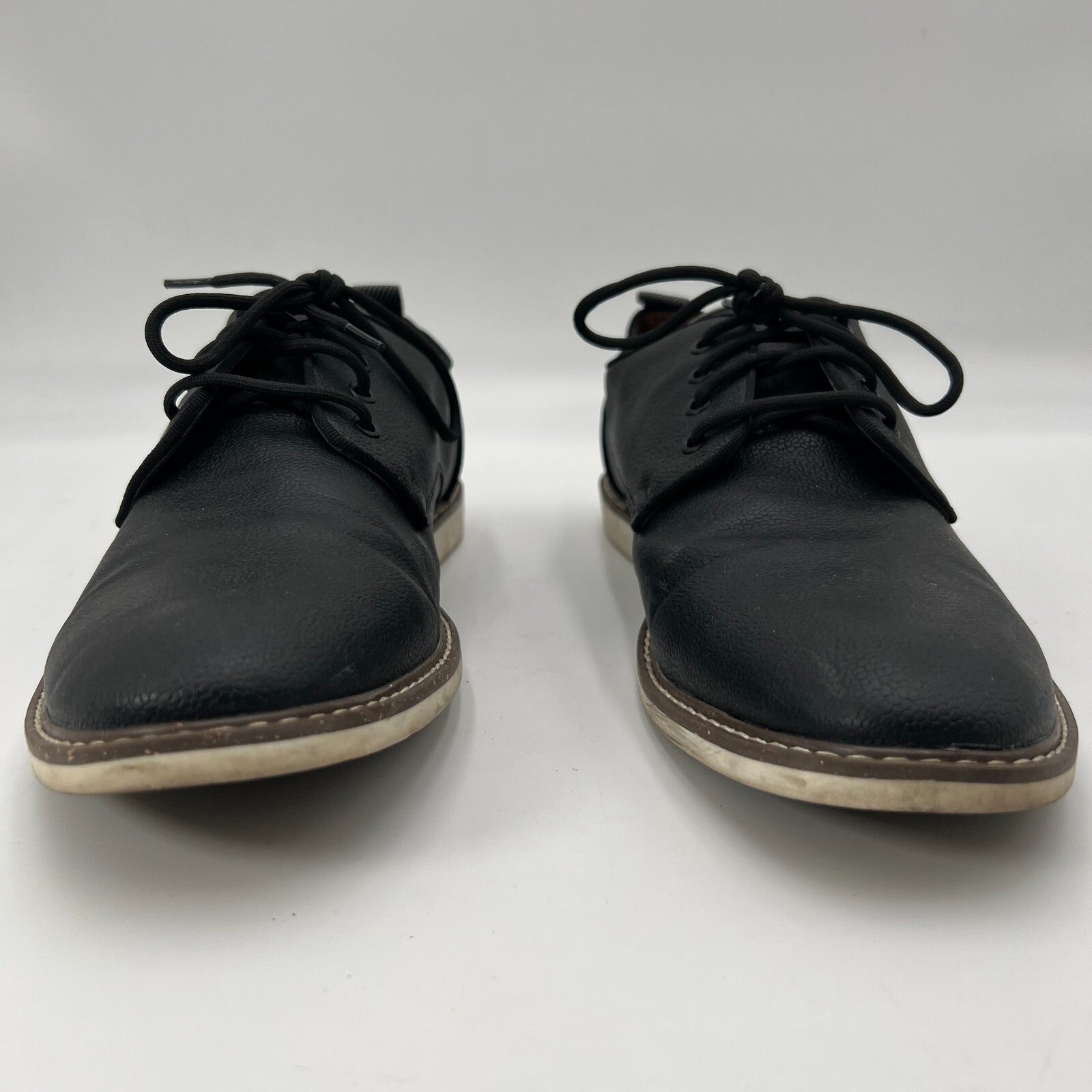 Parker & Sky Mens Black Leather Shoes Lace Up Oxford Shoes Size 12 NEW