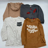Lot of 4 Kids Long Sleeve Shirt Sweater Hoodie Brown Grey Red Marvel Size 4T