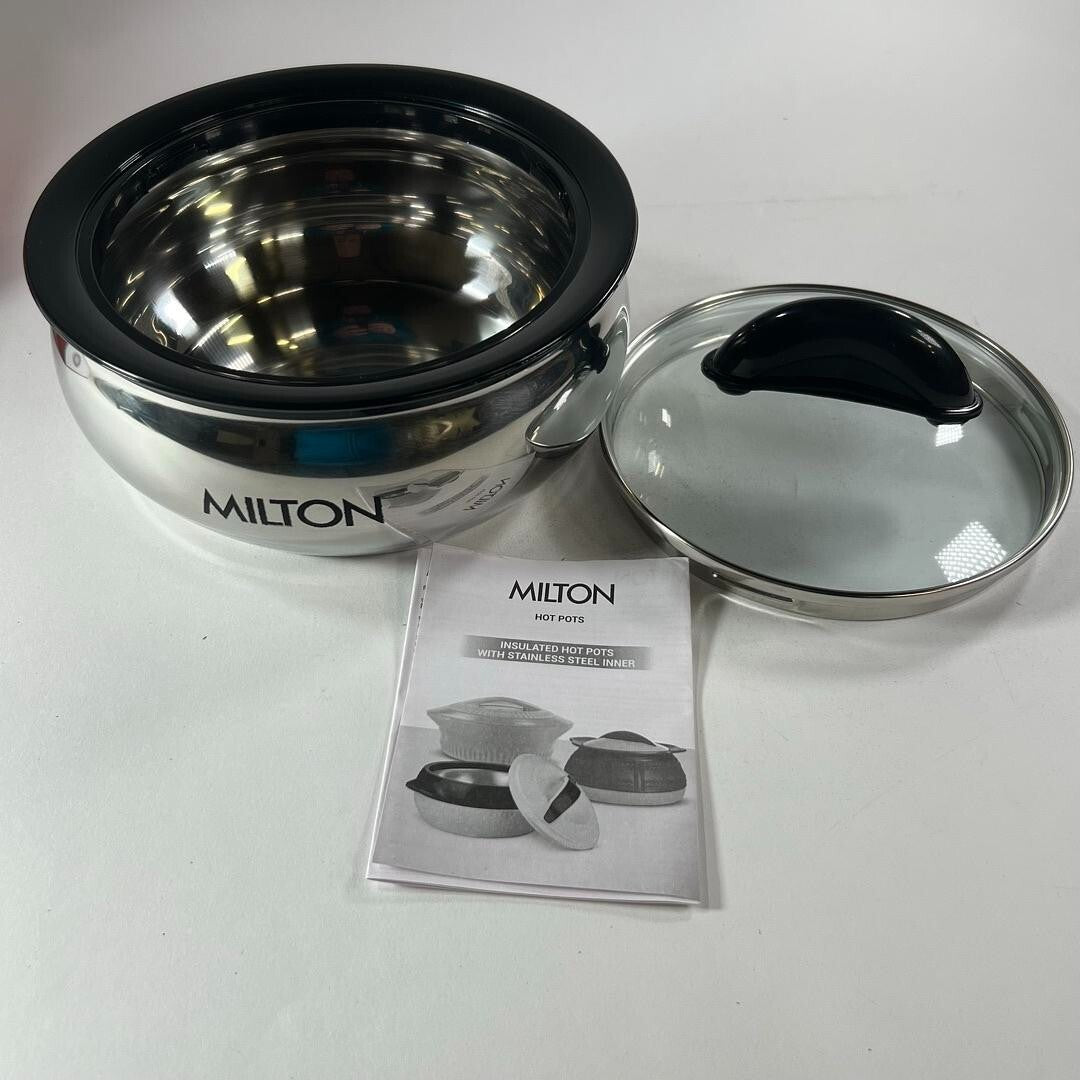 Milton Steel Thermoware Double Walled Insulated Casserole With Clear Glass Lid
