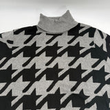 Ann Taylor Factory Womens Gray Cuffed Houndstooth Turtleneck Sweater Size XL