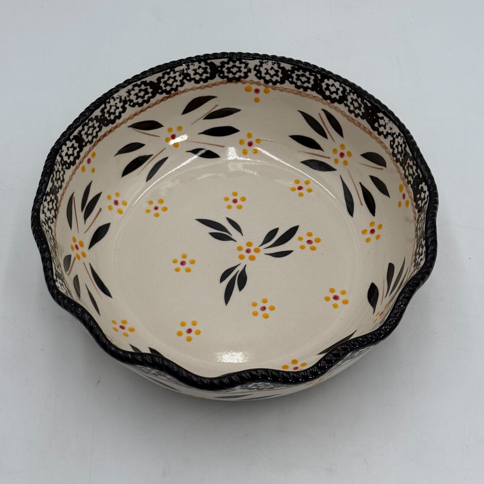Temptations By Tara Hand Painted Ceramic Elegant Floral Bowl With Egg Platter