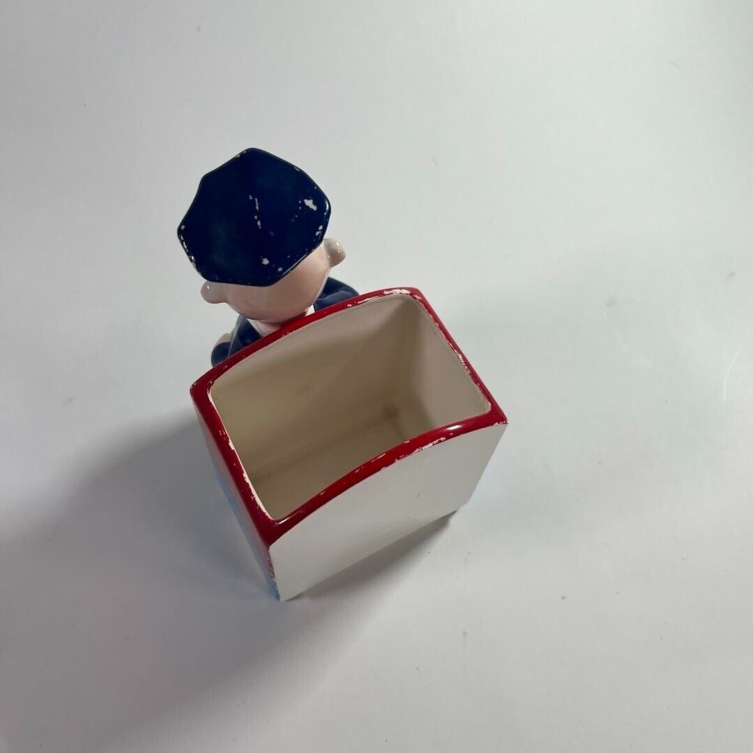 Vintage Inarco Glossy Porcelain Japan Mailman Vase Small Multicolor Postmaster