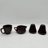 10pc Set Marcrest Daisy Dot Brown Ceramic Creamer Salt Pepper Shaker Coffee Mug