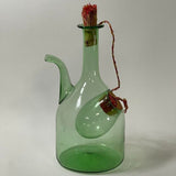 Vintage Large Hand Blown Green Glass Italian Wine Decanter with Ice Chamber
