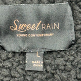 Sweet Rain Yellow Plaid Young Contemporary Sherpa Zip Up Jacket Womens Size L