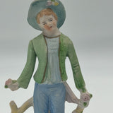 Vintage Occupied Japan Pastoral Fence Roses Hand Painted Bisque Andrea Figurine