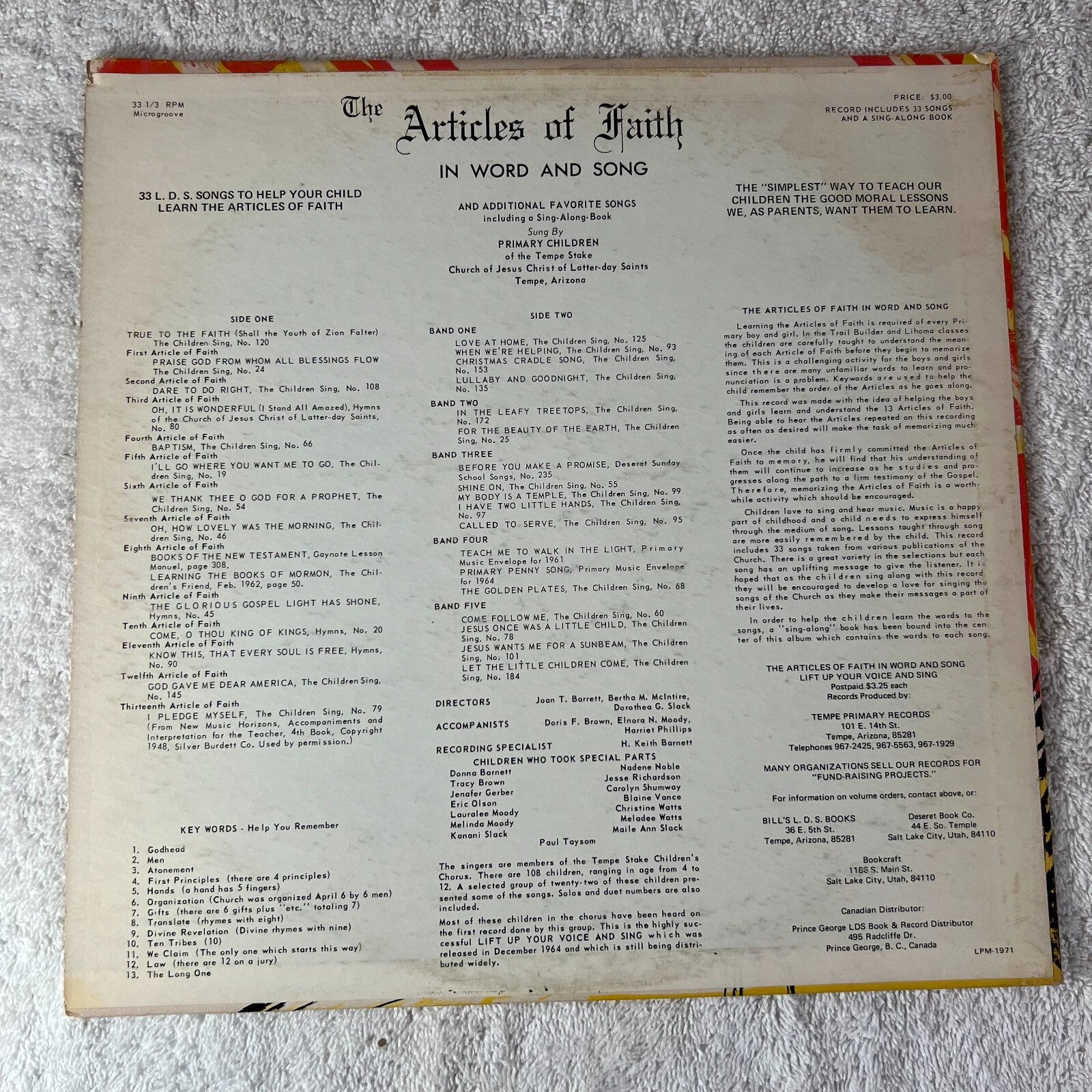 ARTICLES OF FAITH In Word and Song Jesus Christ of Latter Day Saints LP